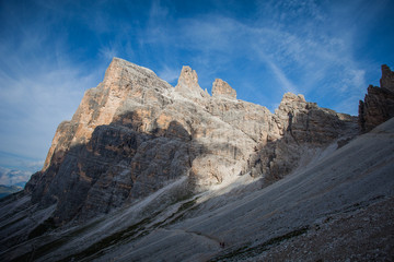 Paths towards Tofana di Rozes southern wall , Cortina d'Ampezzo, Italy