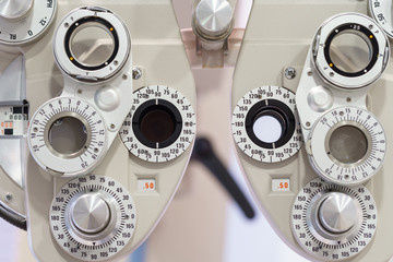 Ophthalmology machine for checking eye, closeup front view