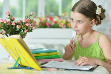 schoolgirl doing homework