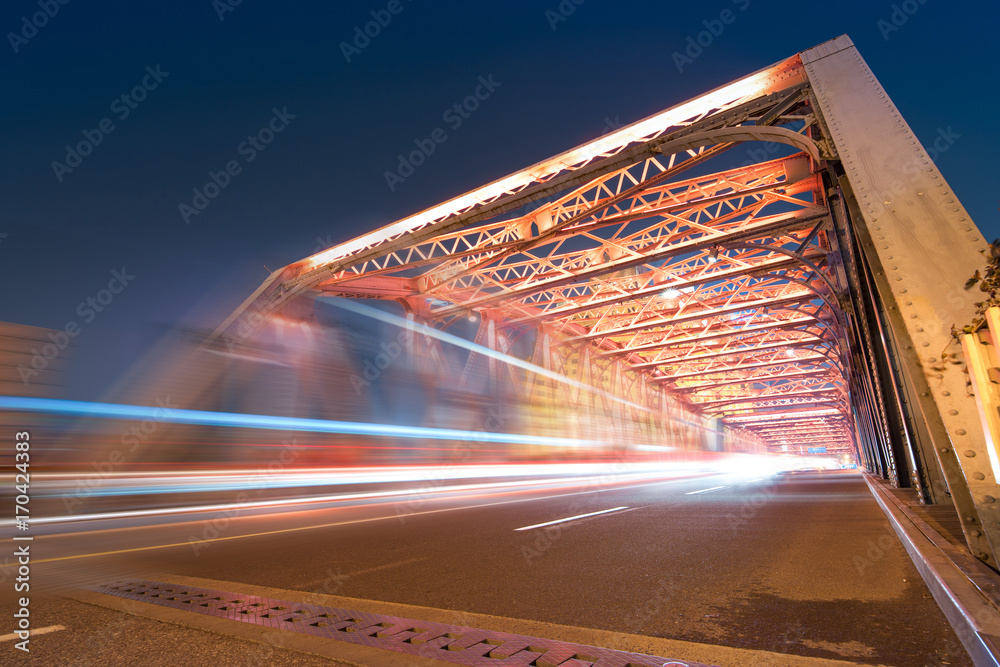 Wall mural the night of modern bridge