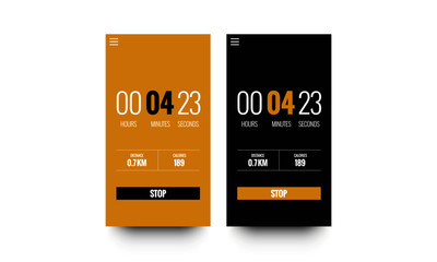 Running Timer App UI with Distance and Calories