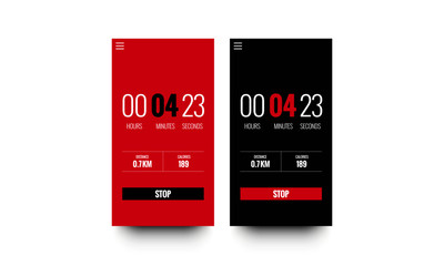 Running Timer App UI with Distance and Calories