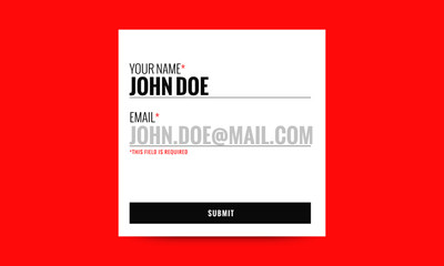 Form for Subscription Sign-up with Name, Email Address and Submit Button