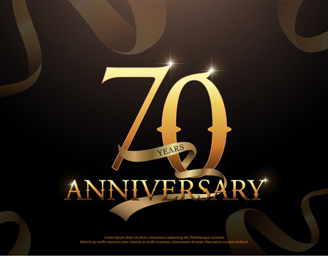 60 year anniversary celebration logotype template. 60th logo with ribbons on black background