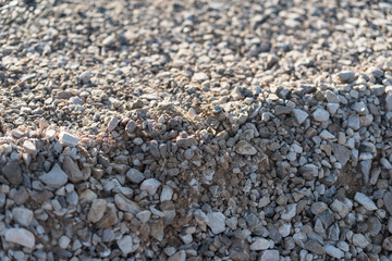 Crushed stones at new constructed road