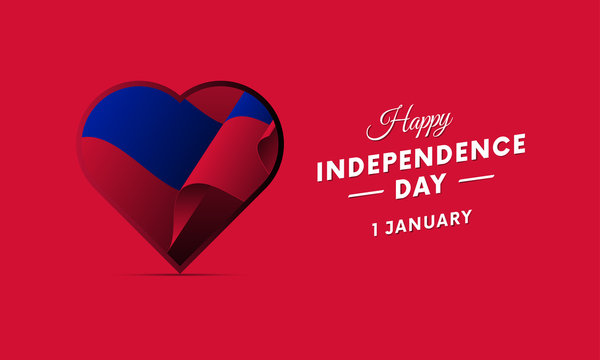 Banner or poster of Haiti independence day celebration. Waving flag. Vector illustration.