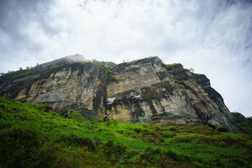 Fototapeta premium Rock mountain cliff and blue sky