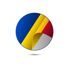 Fototapeta premium Moldova flag button with shadow on a white background. Vector illustration.