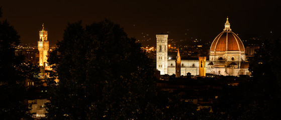 Arnolfo Tower and Santa Maria of Flowers Cathedral - Piazza Michelangelo, Florence, Tuscany, Italy,...