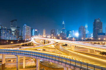 Fototapeta na wymiar Elevated view of a Road Junction in Shanghai, China.