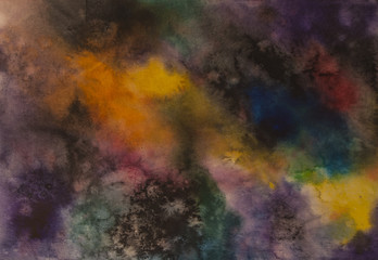 Fototapeta na wymiar Abstract watercolor cosmos background, no stars universe