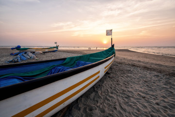 Old fishing boats on beach