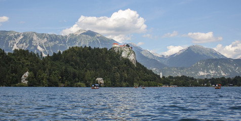 Castle on mountain at Bled lake