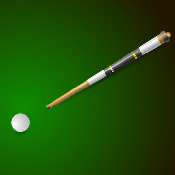 White Ball and Wooden Cue for Billiards