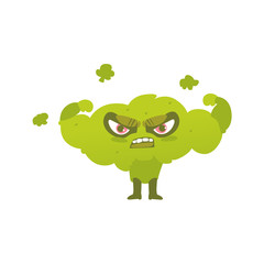 Funny broccoli hero, superhero character, guard, defendor, flat style cartoon vector illustrations isolated on white background. Broccoli vegetable hero, superhero character in mask and cape
