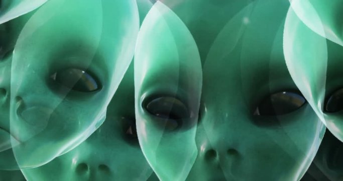 Digital Particle 3D Animation of Alien Heads