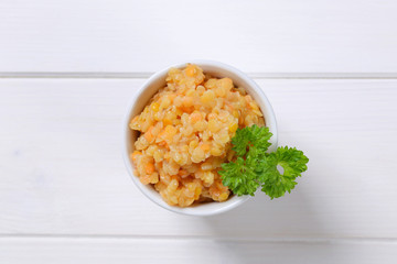 Cooked red lentils