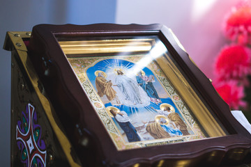 Interior in the Christian Church of the Kyiv Patriarchate.