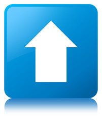 Upload arrow icon cyan blue square button