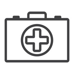 First aid kit box line icon, medicine and healthcare, medical case sign vector graphics, a linear pattern on a white background, eps 10.