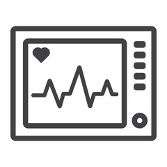 Ecg Machine line icon, medicine and healthcare, heartbeat sign vector graphics, a linear pattern on a white background, eps 10.