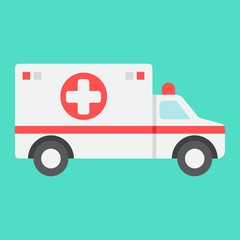 Ambulance flat icon, medicine and healthcare, transport sign vector graphics, a colorful solid pattern on a cyan background, eps 10. © amin268