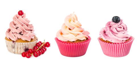 Set of various cupcakes