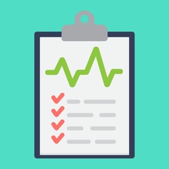 Medical clipboard flat icon, medicine and healthcare, document sign vector graphics, a colorful solid pattern on a cyan background, eps 10.