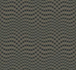 Abstract seamless pattern on green background. Has the shape of a wave. Consists of round geometric shapes. Useful as design element for texture and artistic compositions.