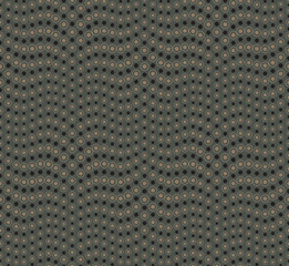 Abstract seamless pattern on green background. Has the shape of a wave. Consists of round geometric shapes. Useful as design element for texture and artistic compositions.