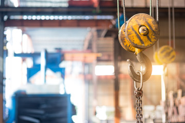 empty warehouse interior with crane hook