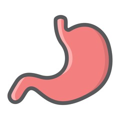 Stomach filled outline icon, medicine and healthcare, human organ sign vector graphics, a colorful line pattern on a white background, eps 10.