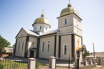Fototapeta na wymiar Ukrainian Orthodox Church of Kyiv Patriarchate on a sunny summer day.