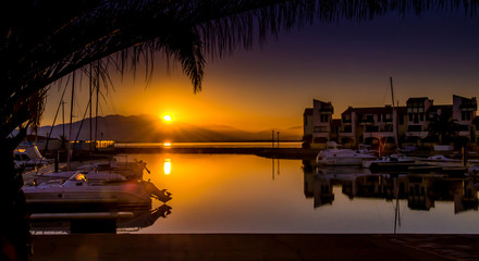 Darkness's growing: light is gently shrinking while Darkness spreads and take power all around! Coudalere Marina, Pyrenees-Orientales, France