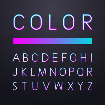 Colorful font neon with translucent graphic design. Vector illustration.