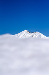 In the Blue: Mount Canigou breaking through to the Blue, 3 Estrelles Peak, Pyrenees-orientales, France.