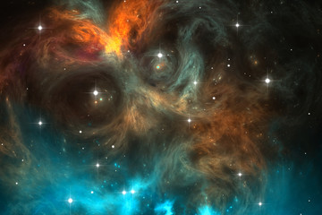 Space background with dust nebula and stars
