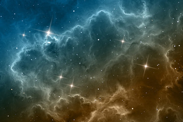 Weltraumhintergrund mit Staubnebel und Sternen © Peter Jurik