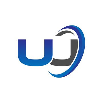 vector initial logo letters uu with circle swoosh blue gray