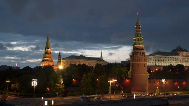 Towers of the Moscow Kremlin at night. Moscow, Russia