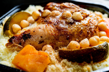 traditional moroccan dish couscous salad with Sausage