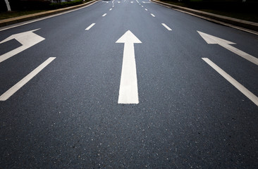 Road lanes with arrow markings