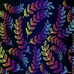 Bright vegetation pattern of a branch with leaves