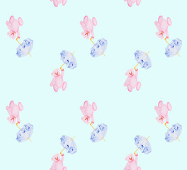 Watercolor illustration of teddy bears