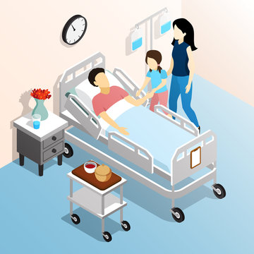 People In Hospital Isometric Design Concept