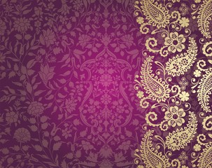 wedding card design, paisley floral pattern , India