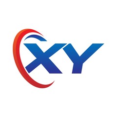 modern dynamic vector initial letters logo xy with circle swoosh red blue