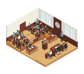 Law Justice Isometric Composition Poster