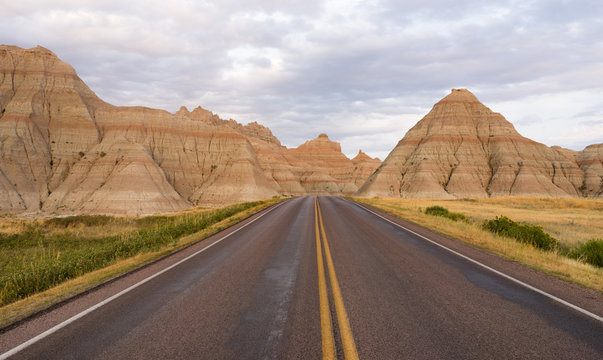 Highway into Rock Formations Badlands National Park South Dakota
