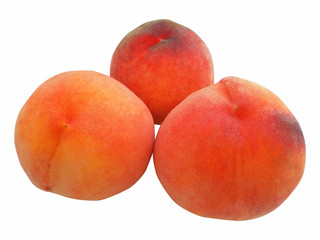 Fototapeta na wymiar Peaches isolated on white background. Three ripe peach